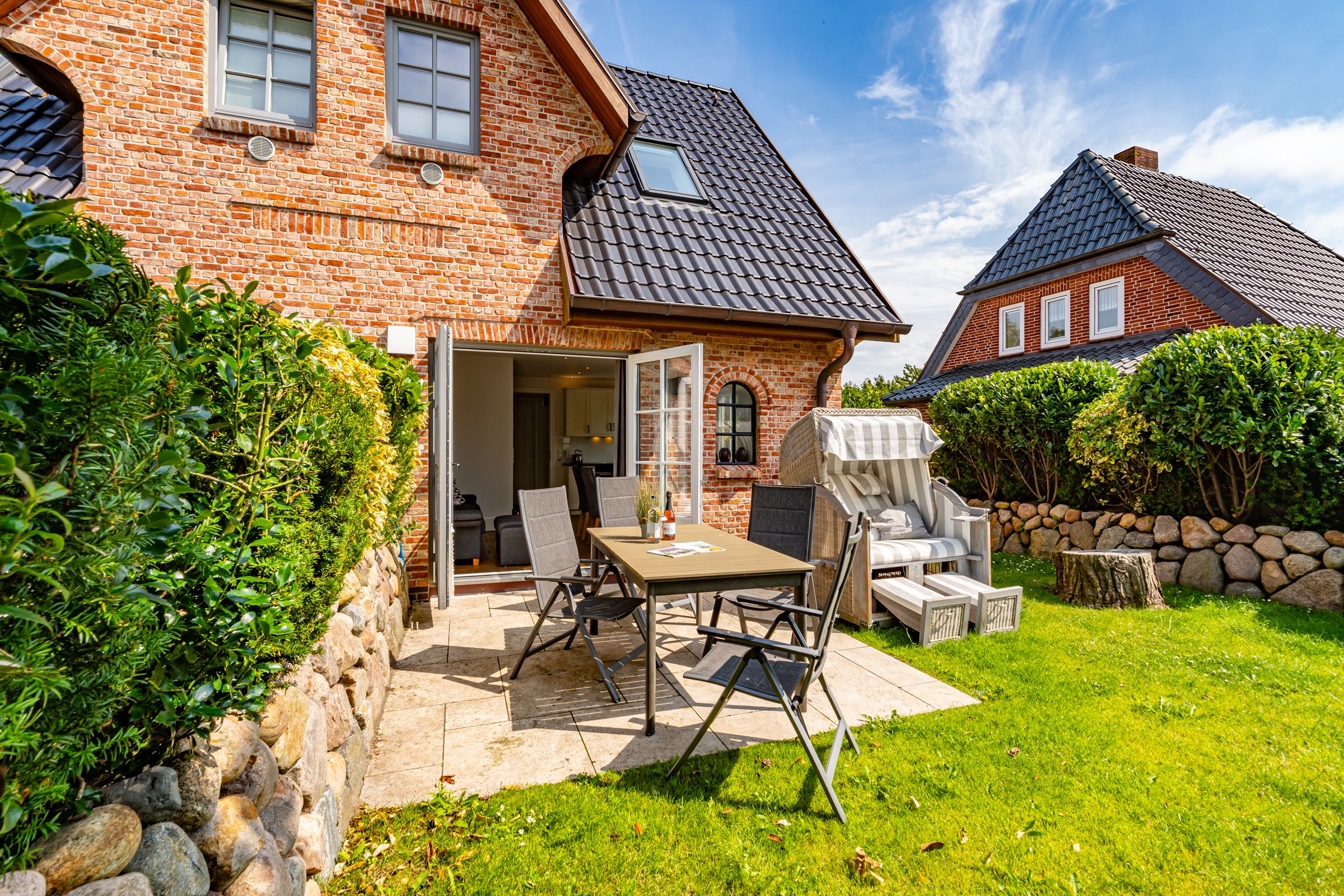 Terrasse, Tisch, Stühle, Strandkorb