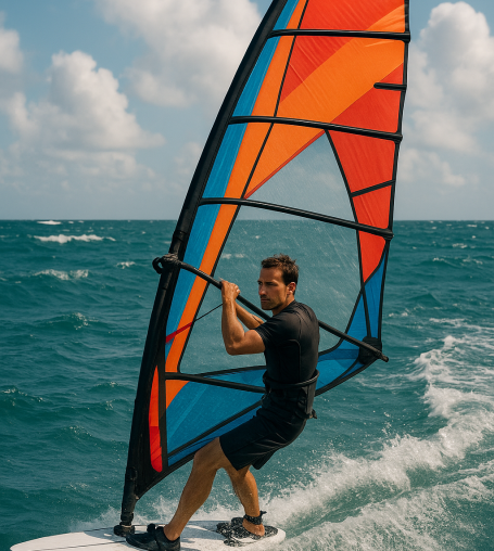 20250815_1116_Windsurfer im Wasser_simple_compose_01k2pg6aesf83tn73pwh1wf297
